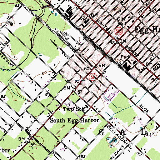 Topographic Map of Galloway Township Fire Department South Egg Harbor Volunteer Fire Company, NJ