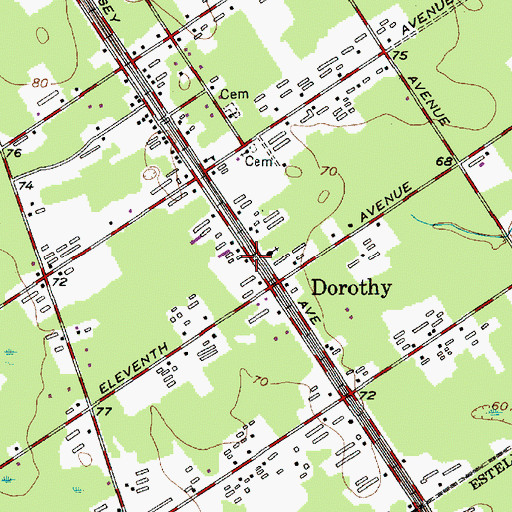 Topographic Map of Dorothy Volunteer Fire Company, NJ