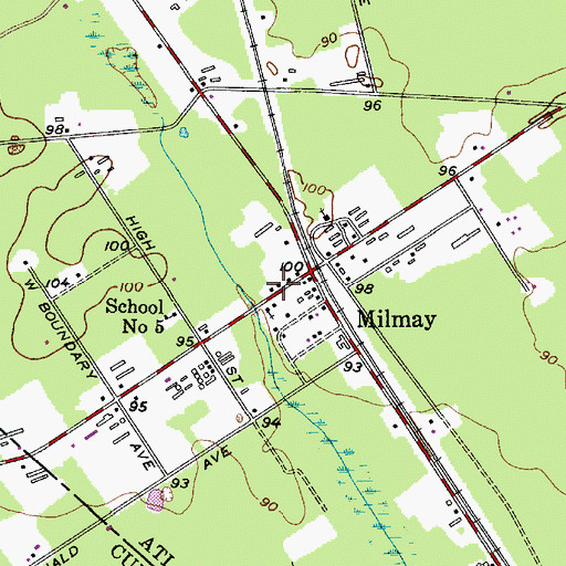 Topographic Map of Milmay Volunteer Fire Company, NJ