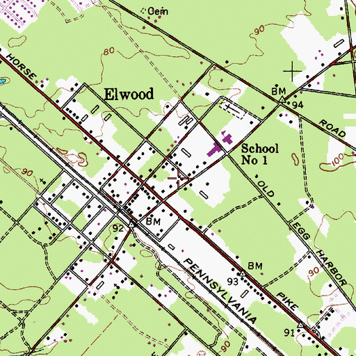 Topographic Map of Elwood Volunteer Fire Company Station 160, NJ