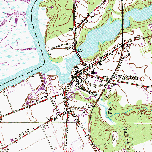 Topographic Map of Fairfield Township Volunteer Fire Company 1, NJ