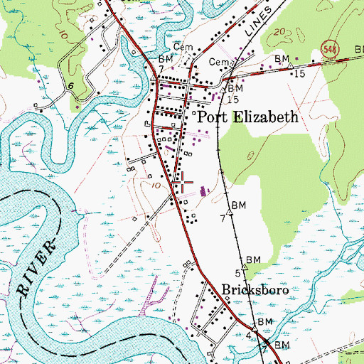 Topographic Map of Port Elizabeth Fire Department, NJ