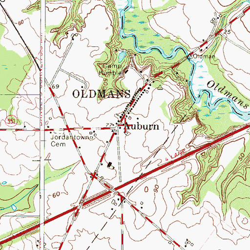 Topographic Map of Auburn Volunteer Fire Company, NJ