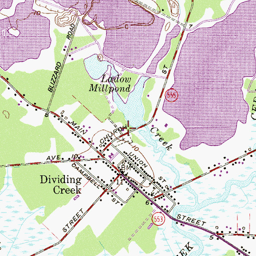 Topographic Map of Dividing Creek Fire Company, NJ