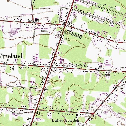 Topographic Map of Vineland Fire Department Station 2, NJ