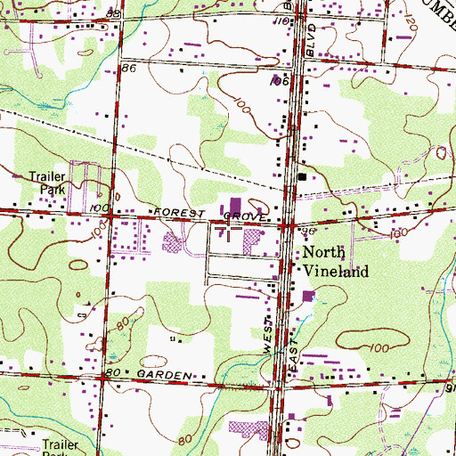 Topographic Map of Vineland Fire Department Station Number 3, NJ