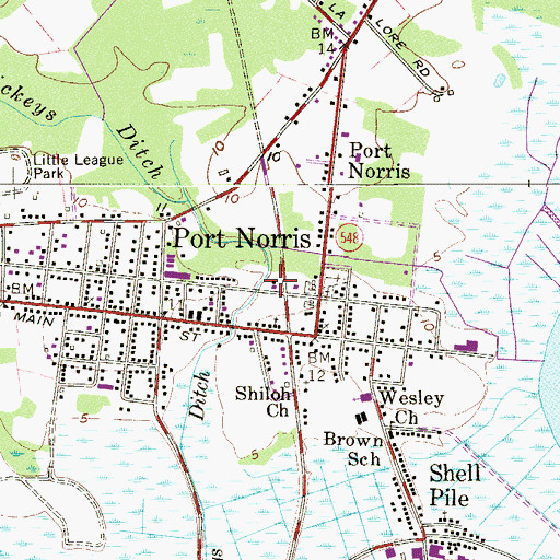 Topographic Map of Port Norris Fire Company 1, NJ