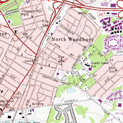 Topographic Map of Deptford Fire District Battalion 2 Helping Hand Fire Company Fisher Avenue Station, NJ