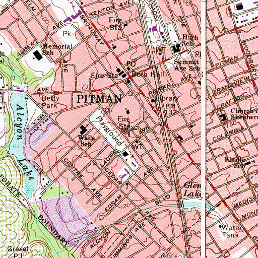 Topographic Map of Pitman Fire Department Station 28 - 2 Fire Patrol, NJ