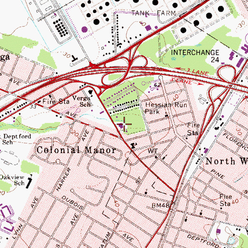 Topographic Map of Colonial Manor Fire Association Fire Station 63, NJ