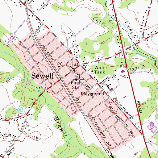 Topographic Map of Mantua Township Fire Department Main Station, NJ