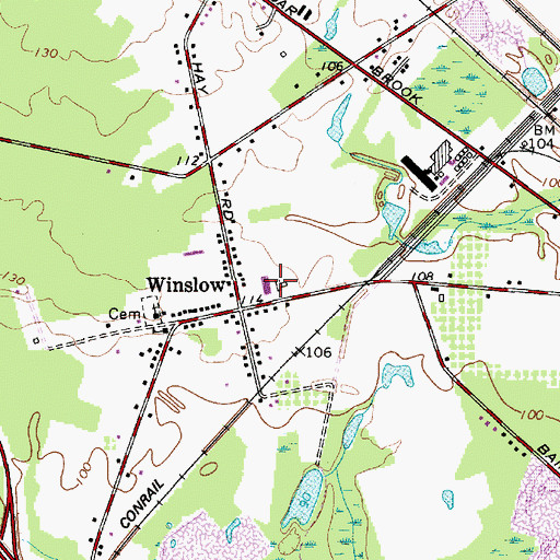 Topographic Map of Winslow Township Fire District Station 1 Winslow, NJ