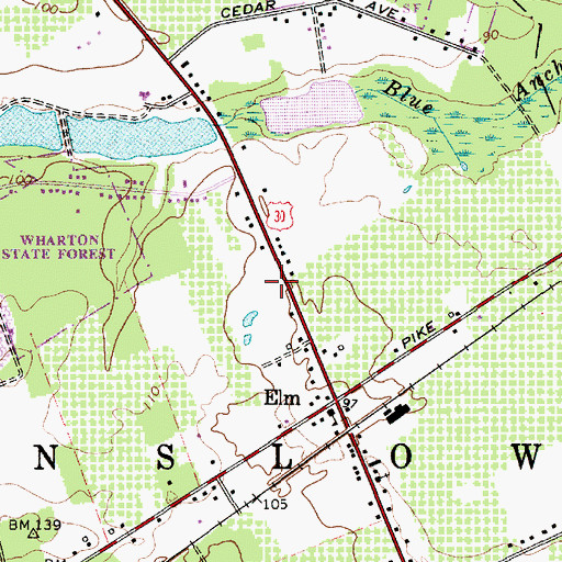 Topographic Map of Winslow Township Fire District Station 9 Elm, NJ
