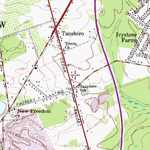 Topographic Map of Tansboro Volunteer Fire Department Station 25 - 4, NJ