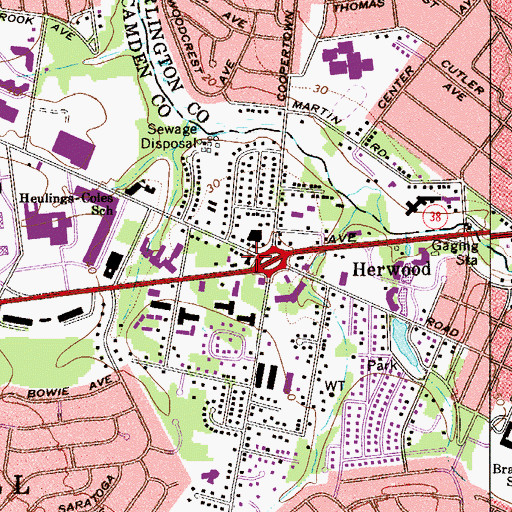 Topographic Map of Cherry Hill Fire Department Station 5, NJ