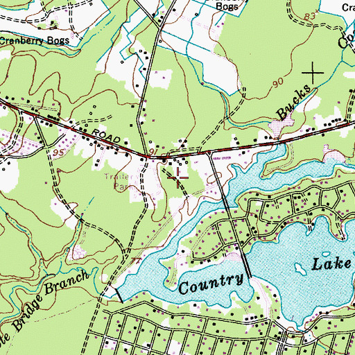 Topographic Map of Country Lakes Volunteer Fire Company 1, NJ