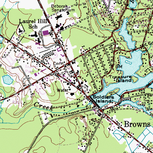 Topographic Map of Browns Mills Fire Company 1, NJ