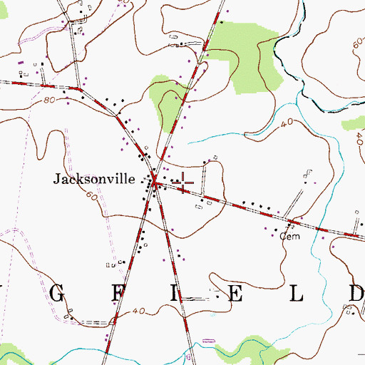 Topographic Map of Jacksonville Fire Company, NJ