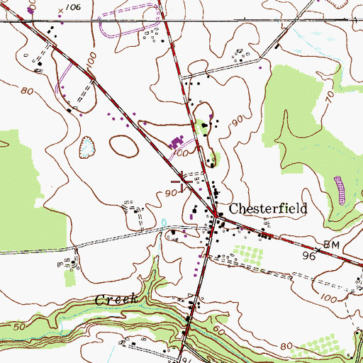 Topographic Map of Chesterfield Hose Company Station 262, NJ