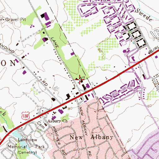 Topographic Map of Cinnaminson Fire Department Station 202, NJ