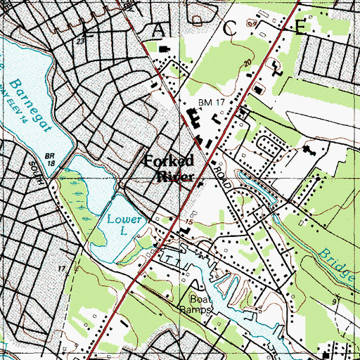 Topographic Map of Forked River Fire Department Headquarters, NJ