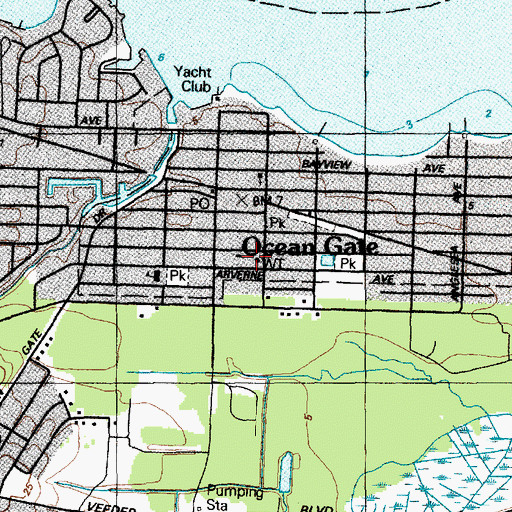 Topographic Map of Ocean Gate Volunteer Fire Company 1 Station 37, NJ