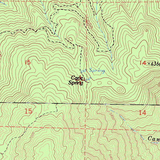Topographic Map of Cane Spring, CA