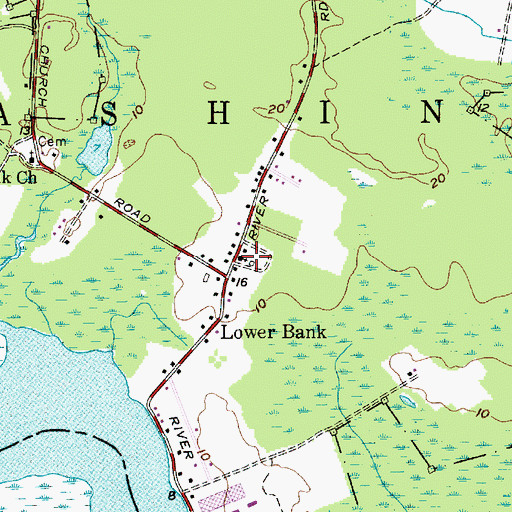 Topographic Map of Lower Bank Volunteer Fire Company, NJ