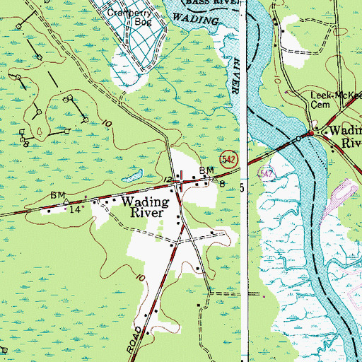 Topographic Map of Green Bank Volunteer Fire Company, NJ