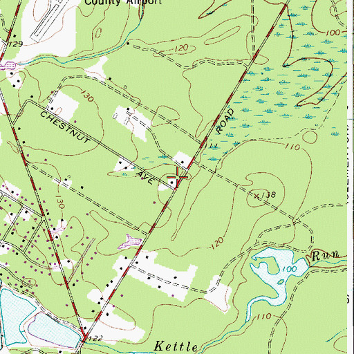 Topographic Map of Evesham Fire and Rescue Station Kettle Run Station, NJ