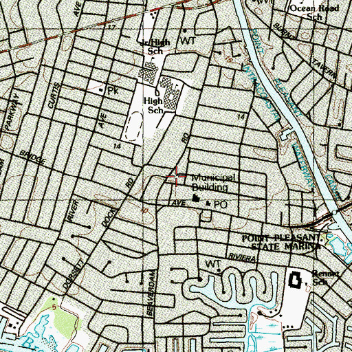 Topographic Map of Point Pleasant Fire Department Station 75 - 1, NJ