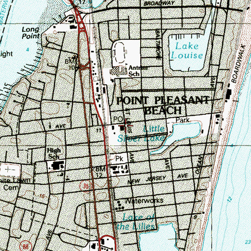 Topographic Map of Ocean Fire Company 1 Station 42, NJ