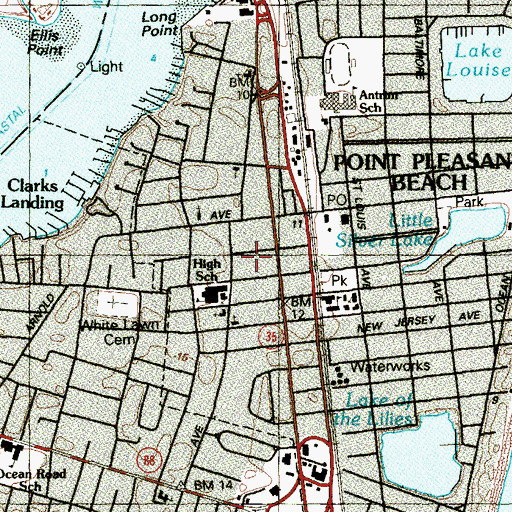 Topographic Map of Point Pleasant Beach Fire Company 2, NJ