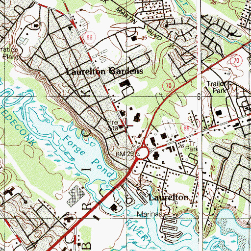 Topographic Map of Brick Township Fire Department Laurelton Fire Company 1 Station 23, NJ