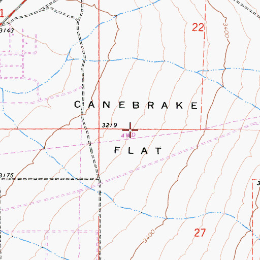 Topographic Map of Canebrake Flat, CA