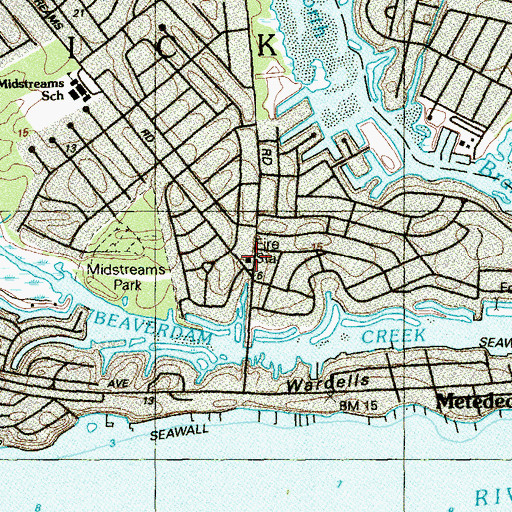 Topographic Map of Brick Township Fire Department Laurelton Fire Company 1 Substation 23 - 1, NJ