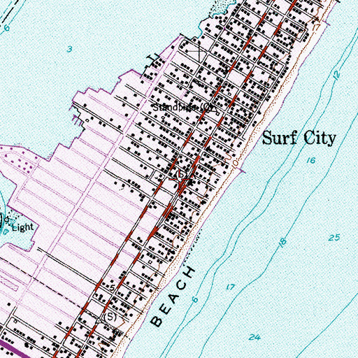 Topographic Map of Surf City Volunteer Fire Company 1 and Emergency Medical Services, NJ