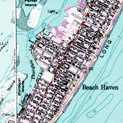 Topographic Map of Beach Haven Volunteer Fire Company 1, NJ