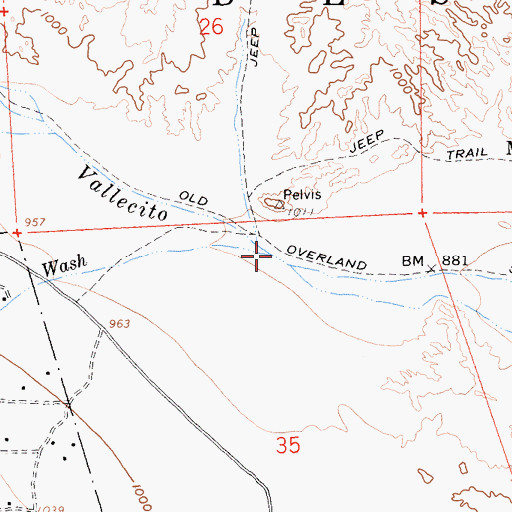 Topographic Map of Canebrake Wash, CA