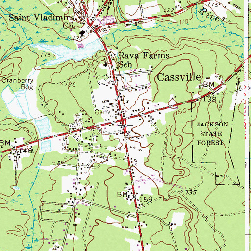 Topographic Map of Cassville Volunteer Fire Company Station 56, NJ