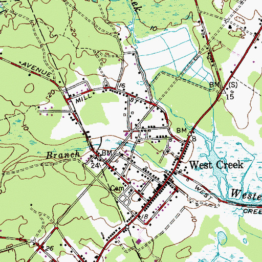 Topographic Map of Eagleswood Volunteer Fire Company Station 52, NJ