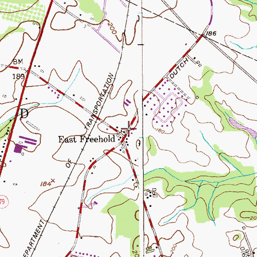 Topographic Map of Freehold Township Fire District 2 East Freehold Fire Company Station 16 - 2, NJ