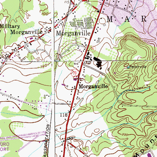 Topographic Map of Morganville Independent Fire Company, NJ
