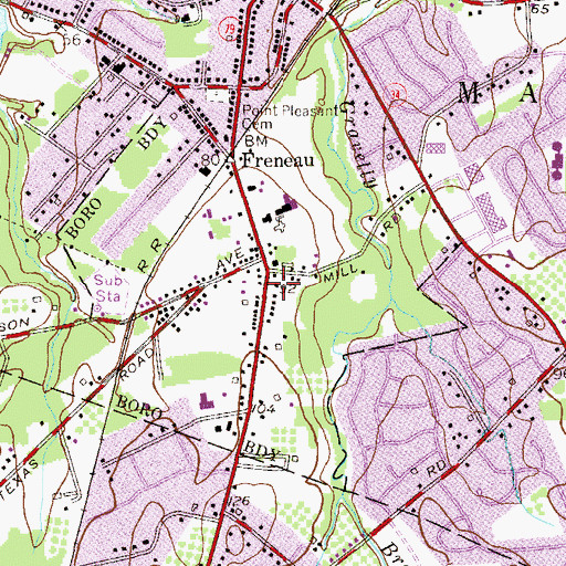 Topographic Map of Matawan Fire Department Freneau Company, NJ