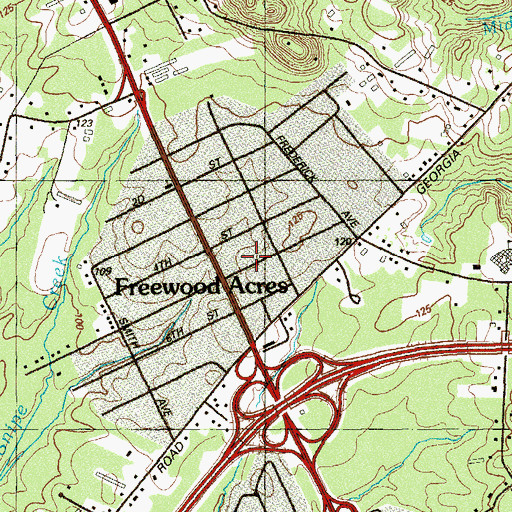 Topographic Map of Howell Township Fire District 5 Freewood Acres Fire Company, NJ