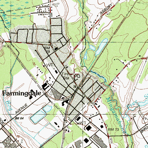 Topographic Map of Farmingdale Hook and Ladder Company 1, NJ