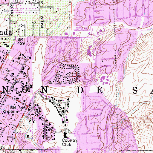 Topographic Map of Canon Del Santa Aa, CA