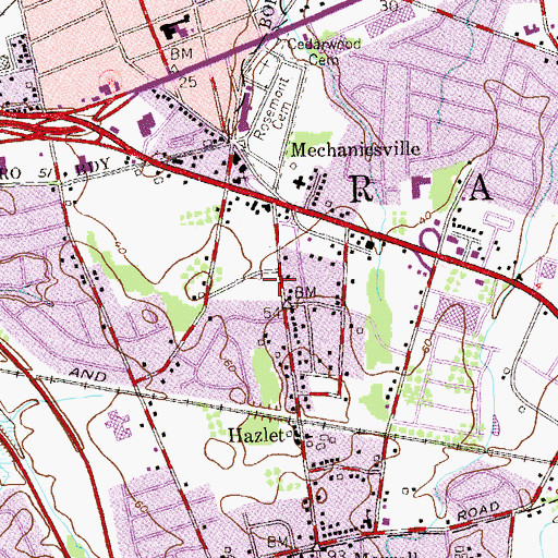 Topographic Map of Hazlet Fire Company Station 39 - 1, NJ