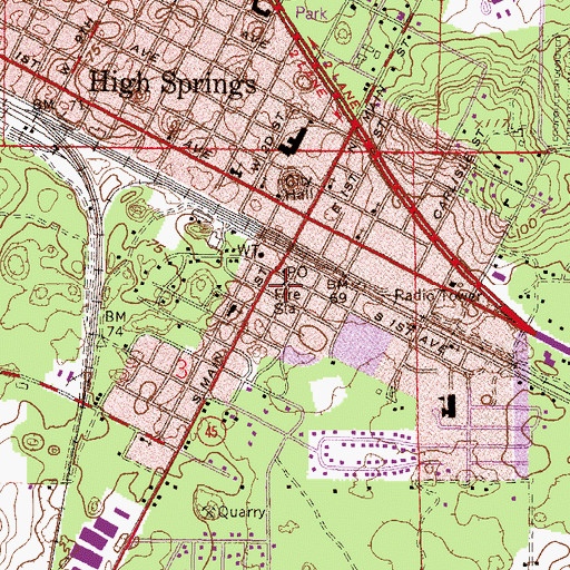 Topographic Map of City of High Springs Water Tower, FL