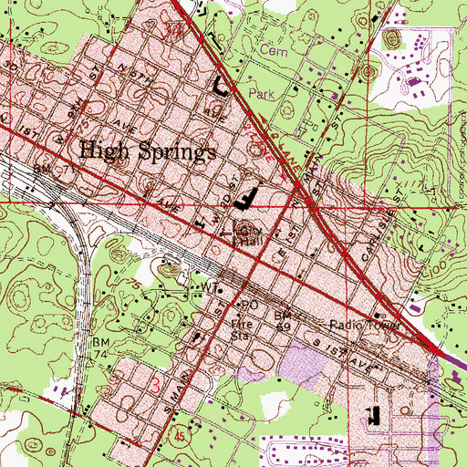 Topographic Map of High Springs Library, FL